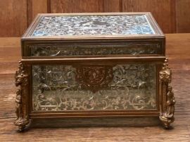 Fine Quality Silver Inlaid Casket Height 12cm x 18cm Wide Price SOLD