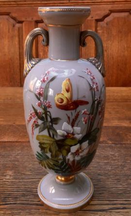 Fine Quality Opaline Enamelled Glass Vase Height 32cm Price SOLD